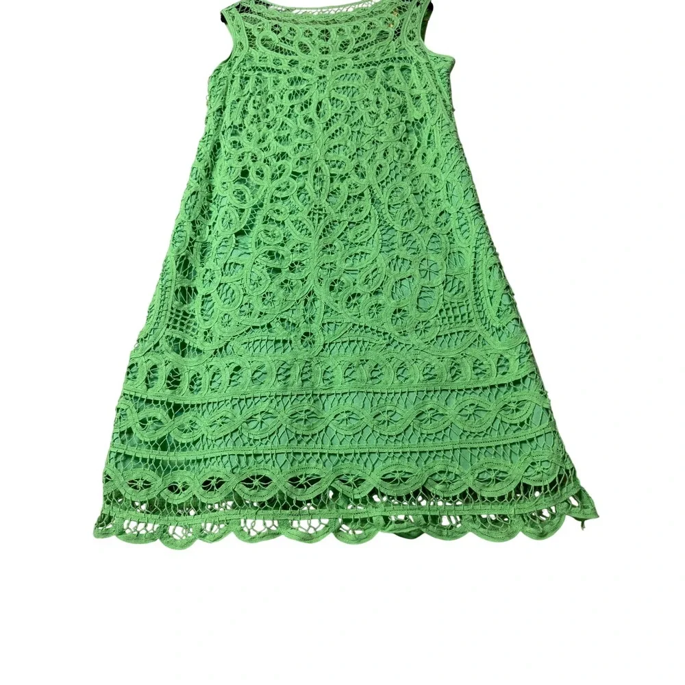 Lilly Pulitzer Green Lace‎ Shift Dress Sleeveless Scoop Neck Back Zip Small